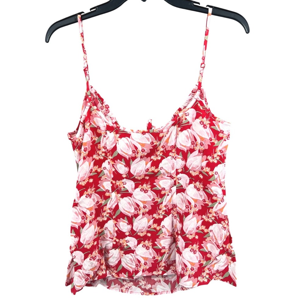 & Other‎ Stories Floral Cami Top Womens 10 Red Paris Atelier Tie Front NWT - Picture 2 of 7
